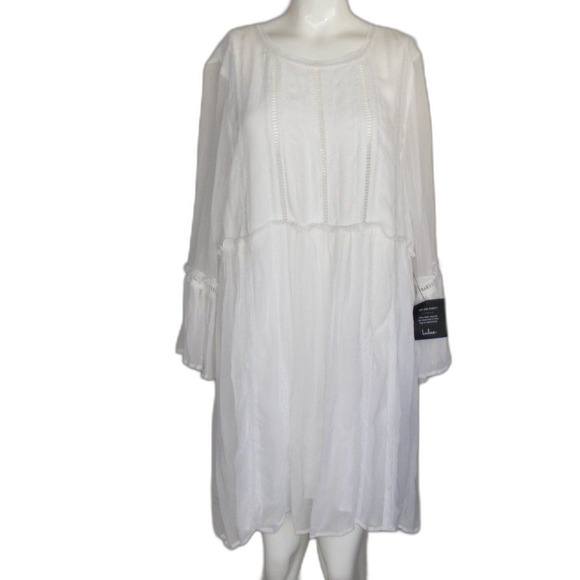 new LULU'S Dress, XL, White, Gauze, Bell sleeve, Viscose, Above knee - Picture 8 of 13